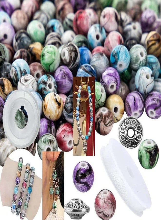 دي آي واي كرافتس مجموعة خرز أكريليك لصنع المجوهرات والأساور، 150 قطعة، 80 فاصل، ألوان عشوائية، 20 خرزة أكريليك فاصلة بنقوش حبرية مع فاصل (150 قطعة، 80 فاصل، ألوان عشوائية). - Image 1